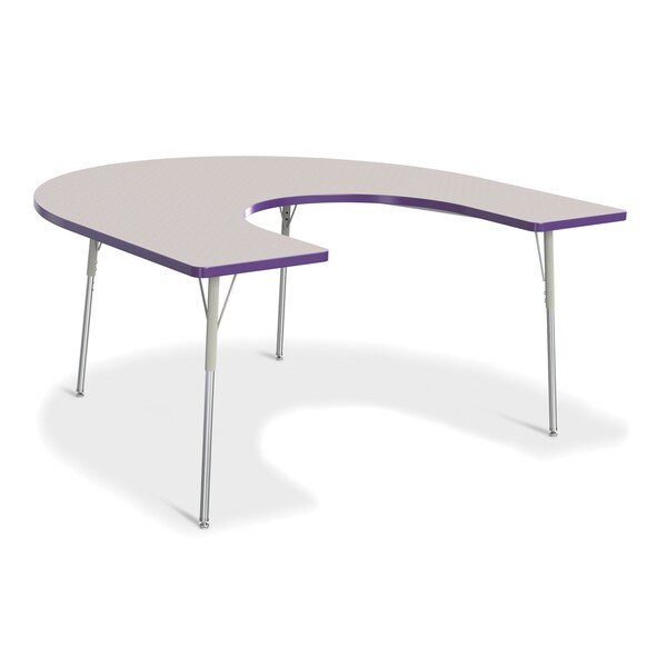Berries Horseshoe Activity Table, 66 in. x 60 in., A-height, Freckled Gray/Purple/Gray